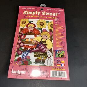 Vtg JanLynn Simply Sweet Garden Cross Stitch Kit Garden Friends 2001 #54-99